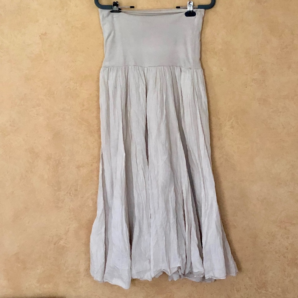 Beige Skirt with Elastic Waist